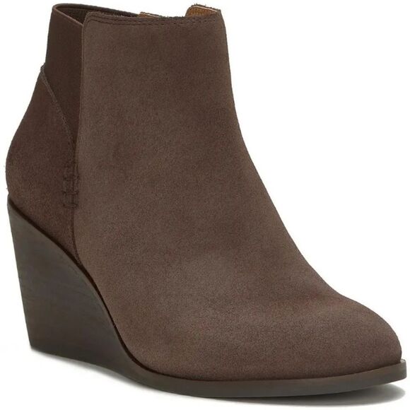 Lucky Brand Zorlina chocolate brown leather / oiled suede ankle boot size 10 NWT - Picture 1 of 7